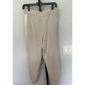 Alice And Olivia Pete Jogger Pants Size Medium Cream With White Stripes thumbnail 6