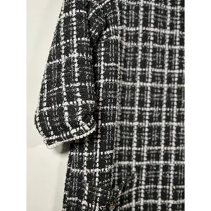 Gilli Shift‎ Dress Black White Plaid Tweed Minimalist Preppy Quiet Luxury Small thumbnail 2