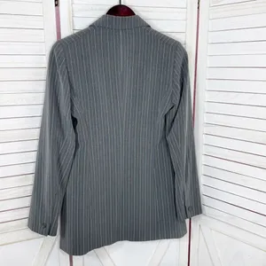 Vintage Moda International Pinstripe‎ Long Blazer Jacket Grey Pink 4 thumbnail 10