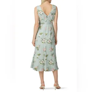 Rebecca Taylor Sleeveless Lita Tie Slip Dress Mint Floral Silk Cottage Size 2 thumbnail 2