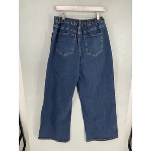 Madden NYC Womens Wide Leg Jeans Crossover Waist Dark Indigo Wash Size L 12-14 thumbnail 8