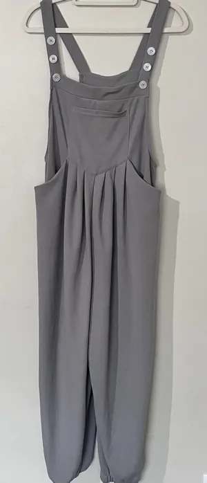Halara Women’s Overalls Medium Gray Waffle Knit Casual Minimalist Comfy Capsule thumbnail 1
