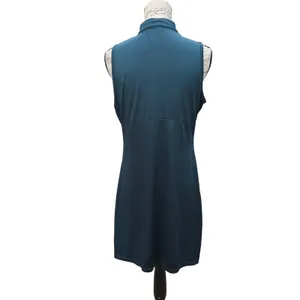 Tee Time Activewear Golf Tennis Dress‎ Teal Sleeveless Mock Neck Zipper Large thumbnail 6