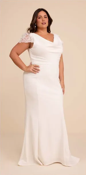 Lulu's Forever Beloved White Lace Cap Sleeve Mermaid Maxi Dress thumbnail 1