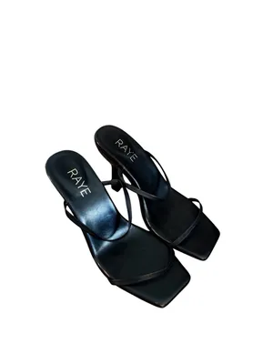 RAYE Rouge Leather Black Slip On Heeled Sandals thumbnail 7