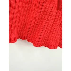J.Crew Cable Knit Sweater Women's Small‎ Medium Red Cotton Side Slit Cozy thumbnail 6