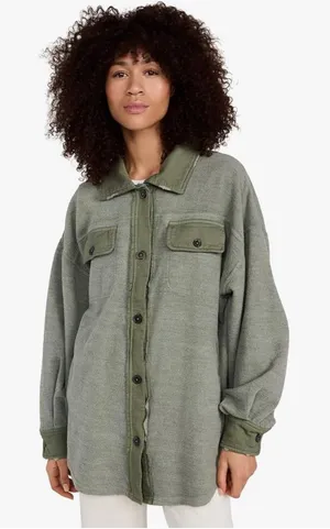 Free People Ruby Jacket Womens XS Green NWT Shacket Fleece OB1468375 Jaded‎ thumbnail 1