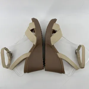 Crocs Leigh II Cross Strap Ankle Wedge Sandal Beige Khaki Women 7 Strappy Vacay thumbnail 5