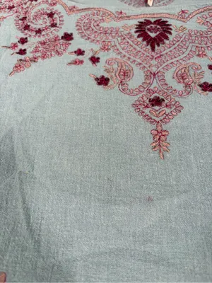 Free people Light Blue Embroidered Boho Top - Floral Accent large thumbnail 4