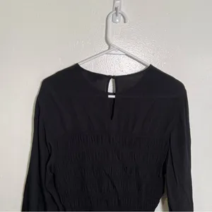 Whistles‎ Women's Size 10 Black Rosanna Shirred Top Long Sleeve Crewneck Keyhole thumbnail 12