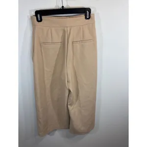 Zara‎ Womens Tan Beige High Waisted Wide Leg Cropped Culotte Trousers Petite S thumbnail 6