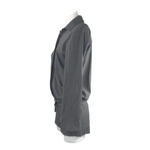 Zara Gray Collared Long Sleeve Belted Button Down Playsuit Romper Jumpsuit XS thumbnail 2