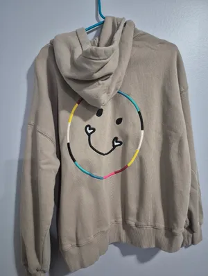 Kerri Rosenthal Beige Boyfriend Hoodie with Color-Block Smiley Back Size Large thumbnail 1
