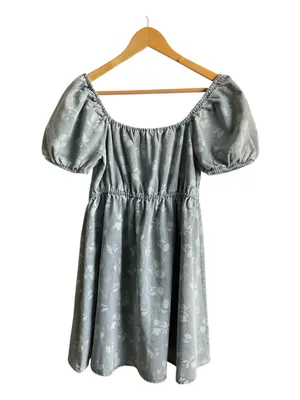 Blu Pepper Light Blue Floral Denim‎ Mini Dress thumbnail 3