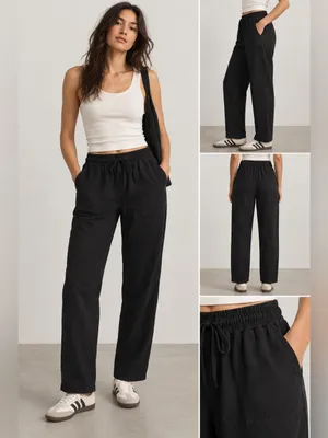 OAK NYC Women's Black Stagg Straight Leg Pull On Casual Pants Small NWT thumbnail 6