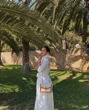 ZARA white lace long sleeve maxi dress with waist belt boho summer vacation thumbnail 3