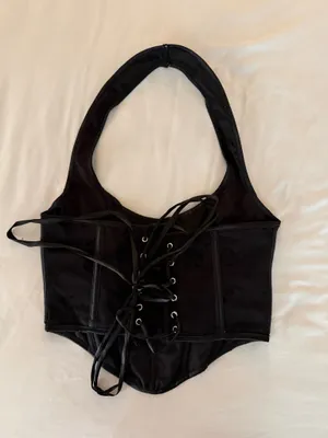 SheIn Black Corset Top Halter thumbnail 2
