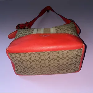 Coach 19918 Legacy Signature Stripe Duffle Bag Red thumbnail 4