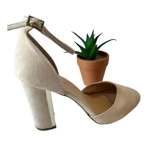 Lulu's Ankle Strap Block Heels Womens Shoes Size 9 Blush Pink Gold Faux Suede thumbnail 13
