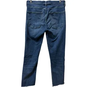 AGOLDE Sophie High Rise Crop Jeans‎ Medium Wash Blue Stretch Denim Raw Hem 29 thumbnail 2