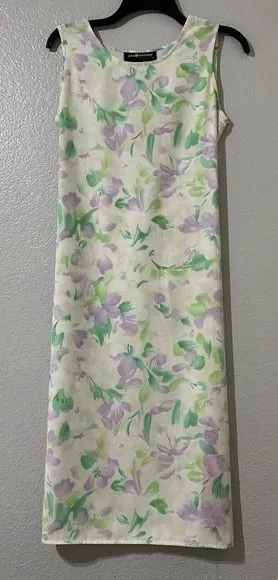 Sag Harbor Midi Dress Sz 6P 6 Petite Pastel Floral Sleeveless Tie Back thumbnail 1