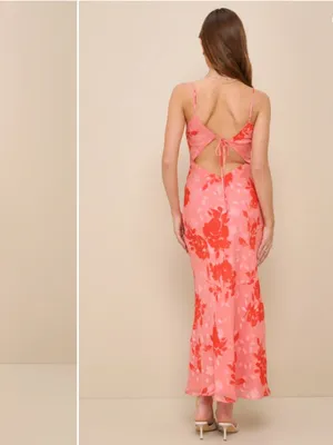 LULU's Floral Romantic Sexy Flowy Wedding Chic Resort Vacation Lace Maxi thumbnail 4
