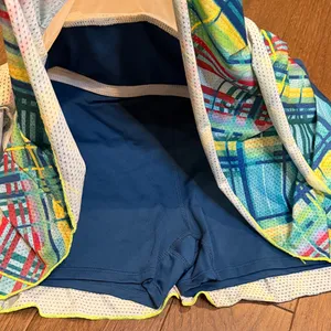 Lucky in Love Blue Pleated Tennis Skirt with Multicolor Geometric Print Size XL thumbnail 5
