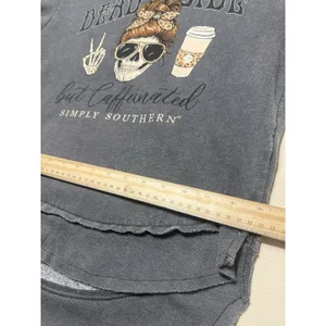 Simply Southern Sweatshirt Womens Dead Inside Caffeinated Coffee Skull Med D24 thumbnail 7