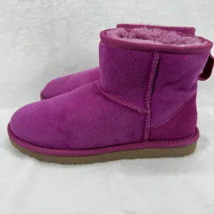 UGG Mini Boots Suede Leather Sheepskin‎ Lined SugarPlum Women's Size 6 thumbnail 5