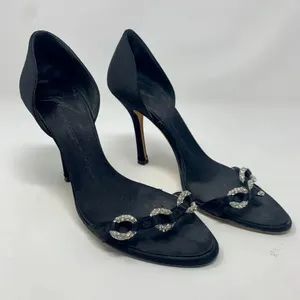 Giuseppe Zanotti Black Silk Sandals‎ w/ Rhinestones thumbnail 4