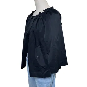 Quiet Luxury Minimalist Cropped Jacket Black Theory Snap‎ Front Chic Modern S thumbnail 3
