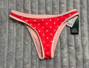 wild fable Red Polka Dot Bikini Bottom with Light Pink Trim thumbnail 1