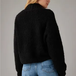 AE Bouclé Mock Neck Sweater Black M Black Size M thumbnail 2