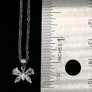 Necklace with butterfly rhinestone pendant thumbnail 3