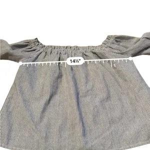 Brandy Melville Gray & White Striped Off The Shoulder 3/4 Sleeve Top‎ One Size thumbnail 5