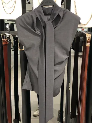 ZARA NWT ruched side wrap tie neck Charcoal Gray Tie-Neck Sleeveless Top thumbnail 3