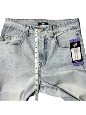 FRYE High Rise Straight Leg Relaxed Fit Cuffed Uncuffed Jean Blue Denim Sz 4/27 thumbnail 8