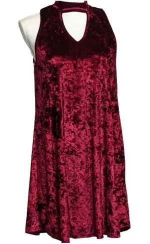 Altar’d State Burgundy Red Crushed Velvet Choker Dress Size Medium thumbnail 1