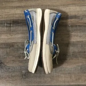 Sperry Topsider Mesh Side Leather Boat‎ Shoe with Bright Blue Detail 8 thumbnail 4
