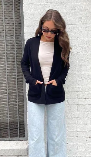 CYRUS chic timeless Black cardigan woth pockets sz m thumbnail 1