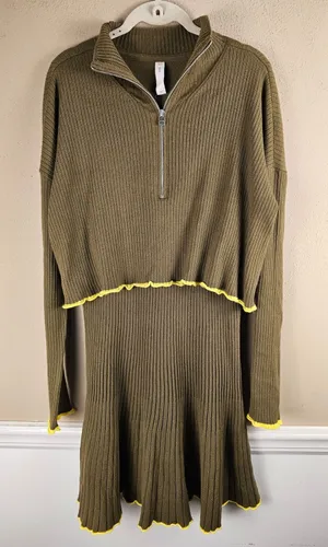 Daily Practice Anthropologie Womens Green‎ Miles Sweater Dress Large thumbnail 1