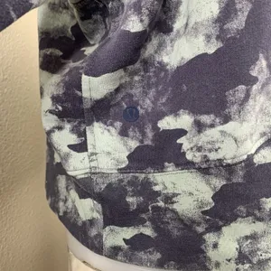Lululemon Loungeful Cropped Hoodie Heritage Camo Wash WP Blue Multi Pullover Sz6 thumbnail 5