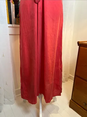 Mango Coral-Red Tie-Waist V-Neck Maxi Dress size 10. thumbnail 4