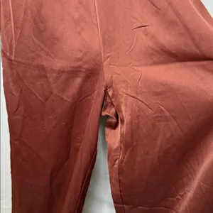 NWT LuLu’s Look off luxe rusty rose satin asymmetrical wide leg jumpsuit S thumbnail 4