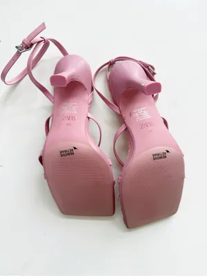 Zara Pink Jute Square Toe Heels size 38 (7.5) thumbnail 3