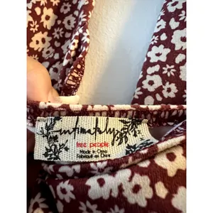 Free People Talk Back Square Neck Bodysuit Floral Halter Top size M red thumbnail 8