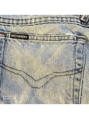 Harley-Davidson Vintage Biker Blues High-Waist Denim Cutoff Shorts USA Made thumbnail 4