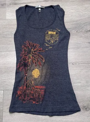 Hot Leathers Womens 2019 Daytona Beach Bike Week Graphic‎ Tank Top Gray Medium thumbnail 1