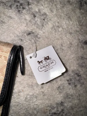 Coach Signature Flap Wallet with Black Trim and Gold Plaque thumbnail 3