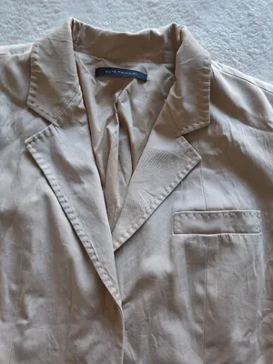 Elie Tahari Beige Polished Cotton Double Breasted Snap Blazer Size 10 Fits S/M thumbnail 2